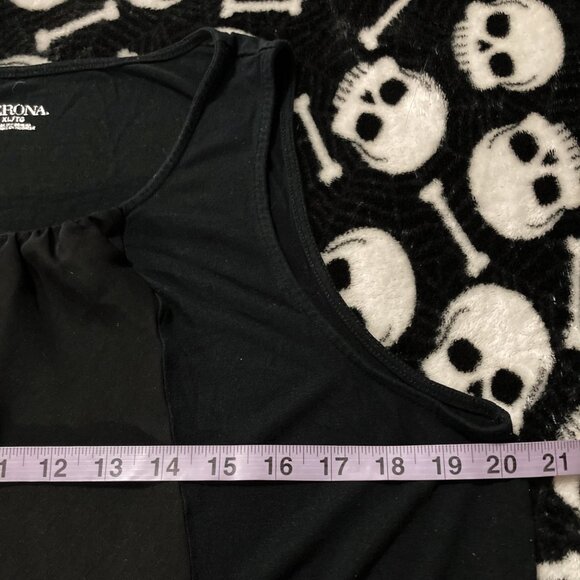 MERONA Plus-size black gathered scope neck tank top ~ LARGE XL 1X rayon shirt - Picture 7 of 14